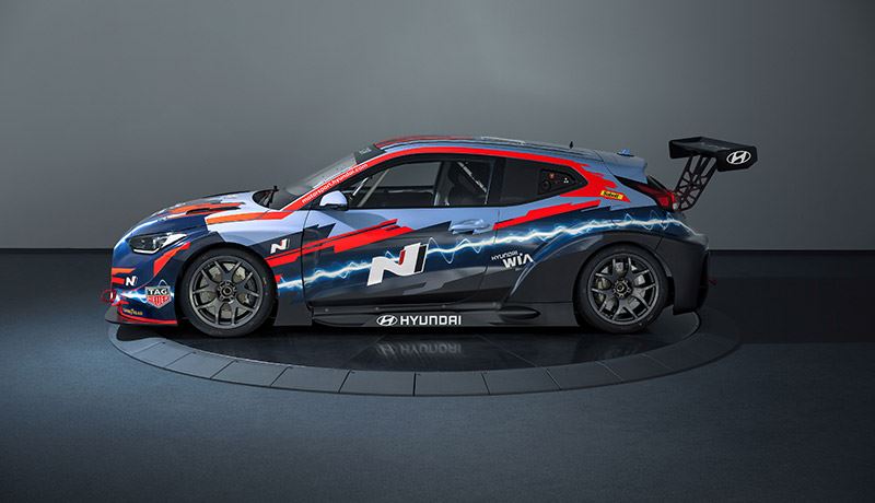 De elektrische raceauto Hyundai Veloster N ETCR.