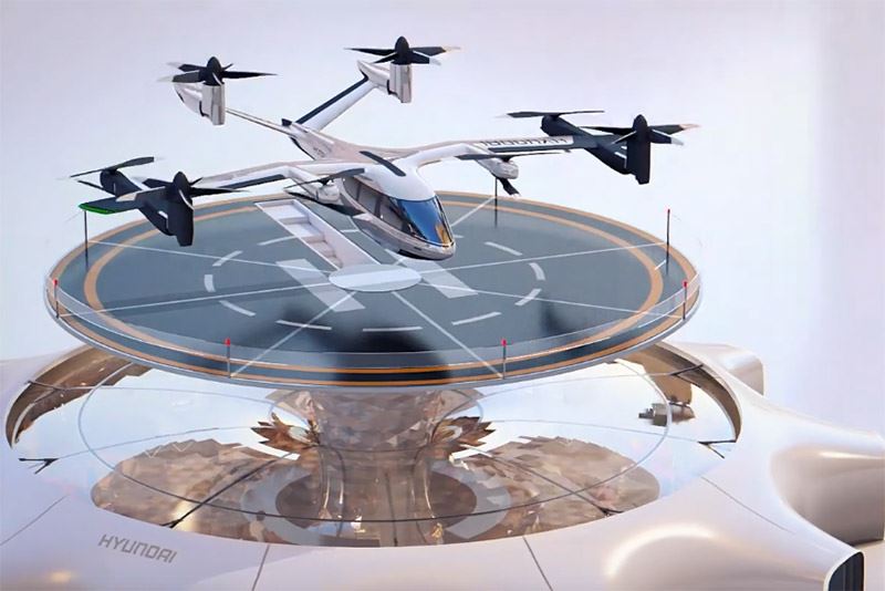 De Personal Air Vehicle zoals Hyundai die presenteerde op de elektronicabeurs CES in Las Vegas.