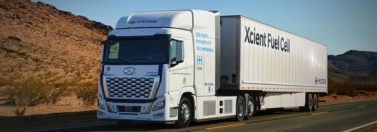 Hyundai XCIENT Fuel Cell waterstoftruck medio 2023 in Californië op de weg