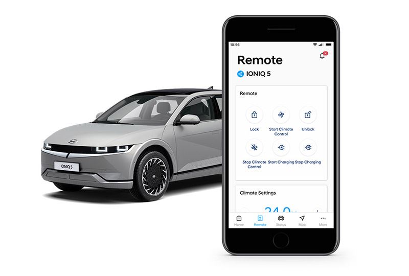 De vernieuwde Bluelink-app kun je ook gebruiken om op afstand het opladen van je batterij-elektrische Hyundai te plannen.