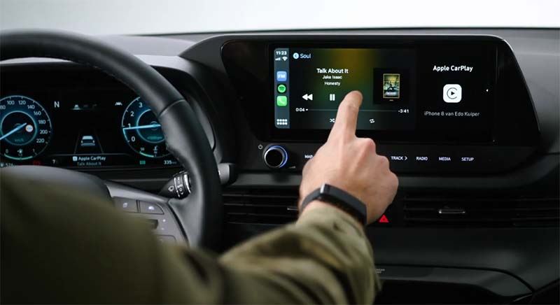 Het 10,25-inch multimediascherm in de Hyundai i20.