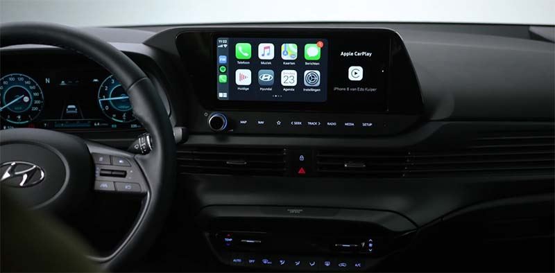 Het 10,25-inch multimediascherm in de Hyundai i20.