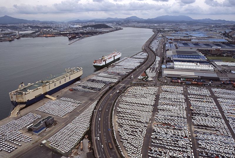 De Hyundai-fabriek in Ulsan in Zuid-Korea.