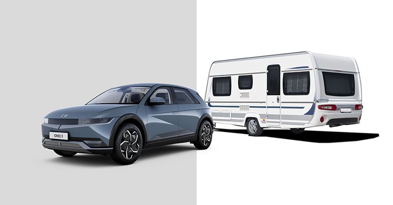 De IONIQ 5 heeft een trekgewicht van maar liefst 1.600 kilo. Dat maakt van de volledig elektrische Hyundai een ideale caravantrekker.