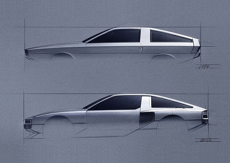 Boven: de Hyundai Pony Coupé Concept uit 1974. Onder: de Hyundai N Vision 74 uit 2022. Zoek de verschillen.
