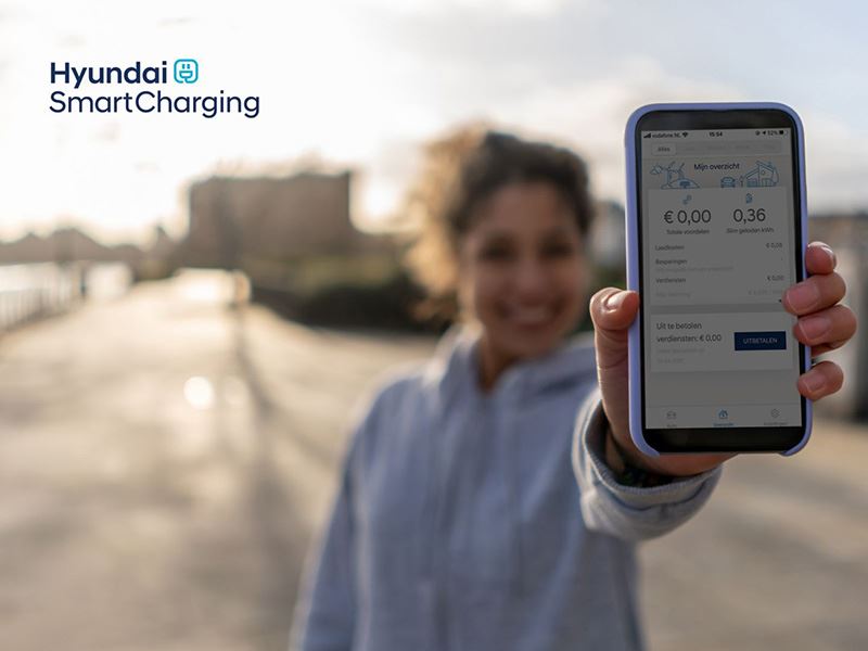 Hyundai-rijders die van de SmartCharging-app gebruikmaken, ontvangen een vergoeding variërend per kWh.