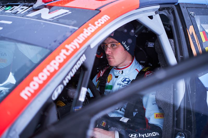 Thierry Neuville finishte als vierde in de Rally van Zweden en is leider in de WK-stand.