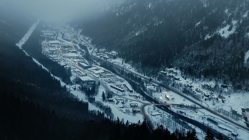 Het plaatsje Rjukan in Noorwegen.