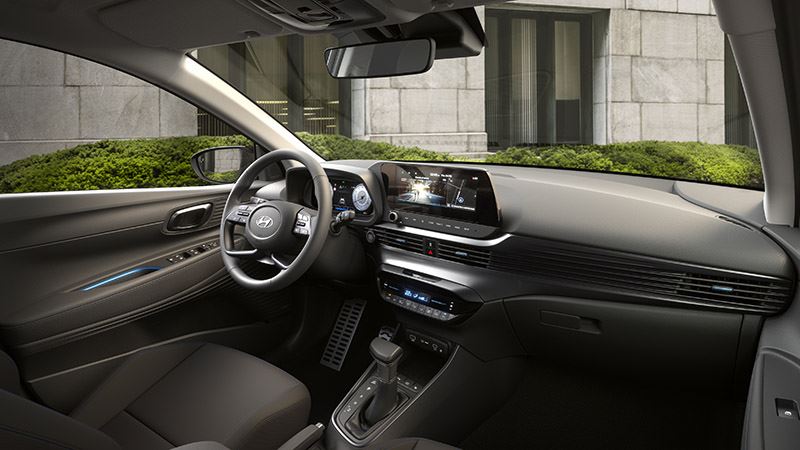 Het interieur van de vernieuwde Hyundai BAYON met volledig digitaal instrumentenpaneel van 10,25 inch.