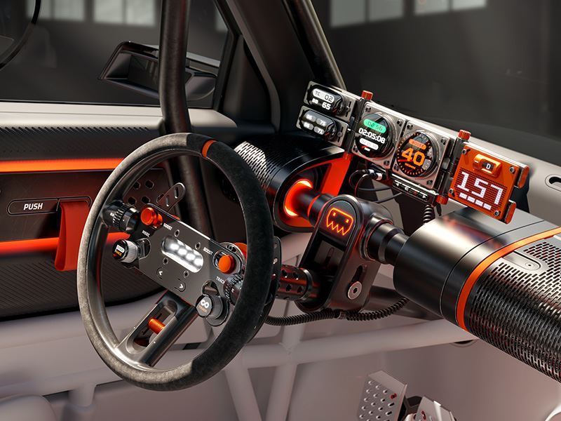 De cockpit van de Hyundai INSTEROID.