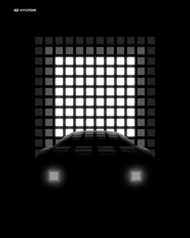 Vooraanzicht van Hyundai’s nieuwe studiemodel Concept THREE.
