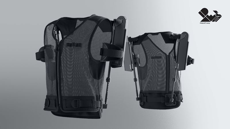 De X-ble Shoulder, een draagbare robot, van Hyundai.