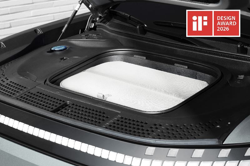 Een frunk-koeltas van Hyundai die feilloos past in de voorste bagageruimte van een elektrische auto.