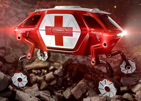 Hyundai Elevate Walking Car met vier poten helpt bij natuurrampen