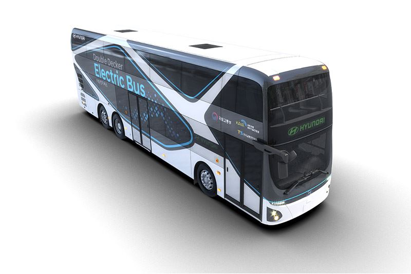 De elektrische dubbeldekker van Hyundai heeft een rijbereik van 300 km.