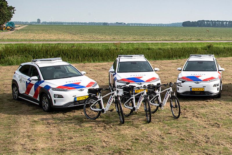 De pilot met de Hyundai KONA Electric bij de politie duurt een jaar. Foto: Politie