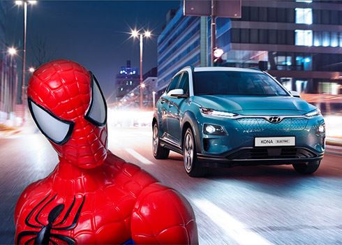 Spider-Man in een Hyundai KONA Electric?