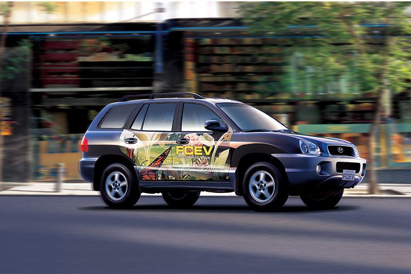 De Hyundai Santa Fe Fuel Cell Electric Vehicle (FCEV).
