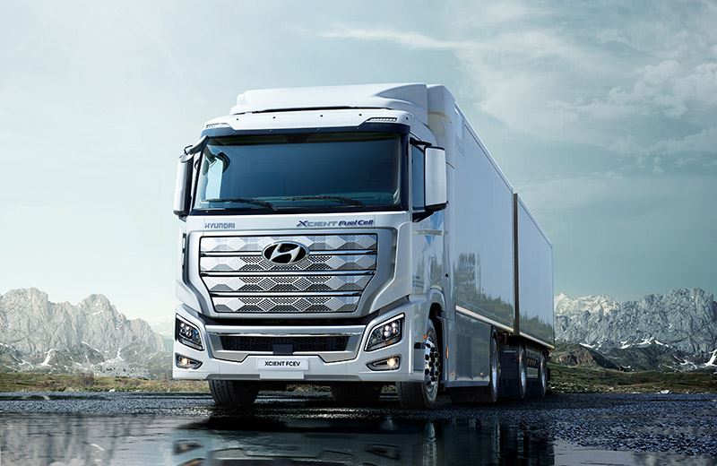 Elke waterstof-elektrisch aangedreven vrachtwagen Hyundai H2 Xcient zorgt voor een reductie van ongeveer 65 ton CO2 per jaar.